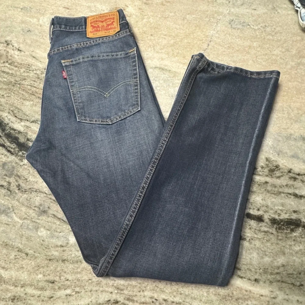 Levi's 513 Slim Straight Jeans Mens 32x31 Stretch Blue Denim Mid Wash